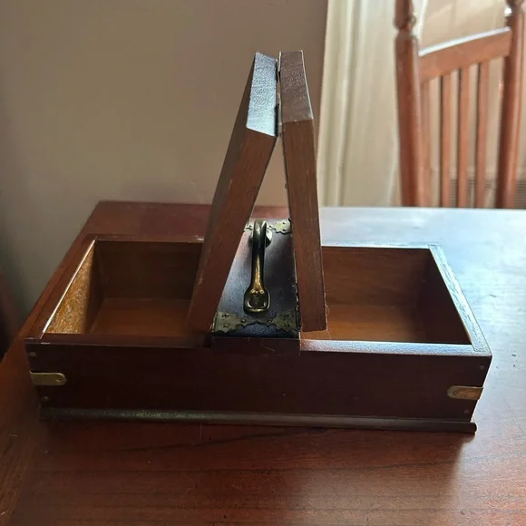 Vintage Wooden Box with Brass Accents - Picture 3 of 5